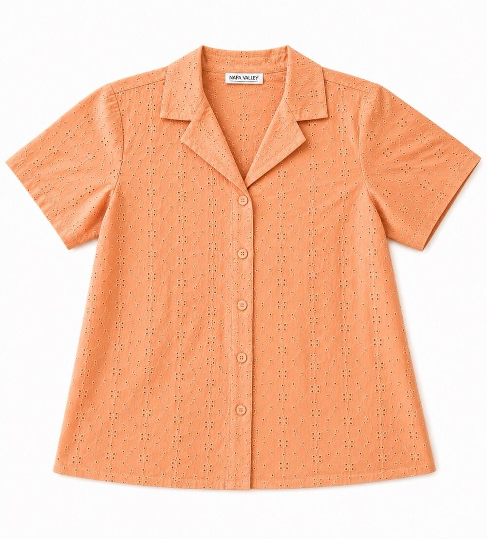 Women’s Napa Valley Eyelet Button Up Orange